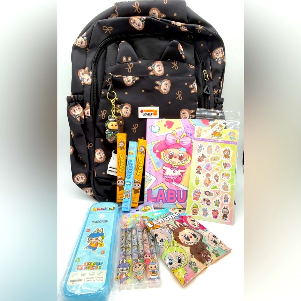 🎒 Labubu Inspired Backpack Bundle Kawaii School Set Blind Boxes + Accessories